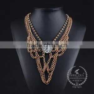 High Quality Vintage Style Rhinestone Chunky Statement Necklace Tin Alloy Fashion Women Pendant Necklace 6390121 thumbnail-2