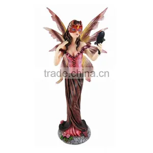 Beautiful Gold-Winged Resin Witch Sculpture thumbnail-1