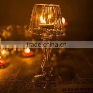 Table Lamp Shape Glass Candlestick, Noble and Elegant Desk Lamp Shaped Candle Holder thumbnail-2