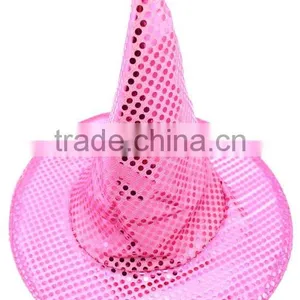 Party Halloween Pink Glitter Sequin Witch Hat thumbnail-1