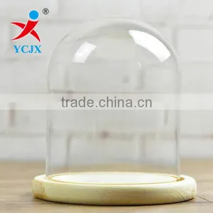 Small Size Popular Borosilicate Glass Domes With Natural Wood Base thumbnail-1