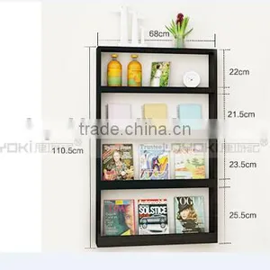 Lovely Colorful Wooden Kids Bookshelf / Kids Bookcase Design 4 Tiers Wall Mounted Bookshelf thumbnail-6