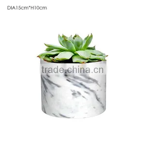 Home Decor Desktop Marble Efect Cement Flower Pot Planter thumbnail-1