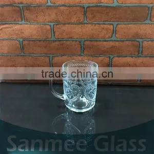 Cheap Embossed Glass Beer Mug With Handle thumbnail-1
