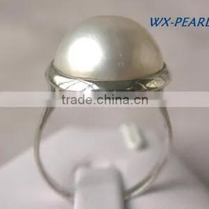 Fashion Jewellery Silver Plated Rhinestone Pearls Rings Tahitian Pearl Ring thumbnail-1