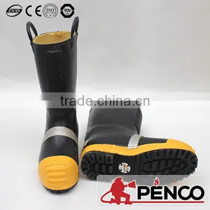 Black Advanced Polythene Rubber Fireman Safety Boots thumbnail-2