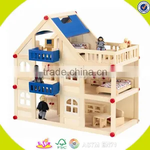 Wholesale Beautiful Pink Wooden Castle Dollhouse Toy Fashion Wooden Castle Dollhouse Toy Hot Wooden Castle Dollhouse Toy W06A054 thumbnail-6