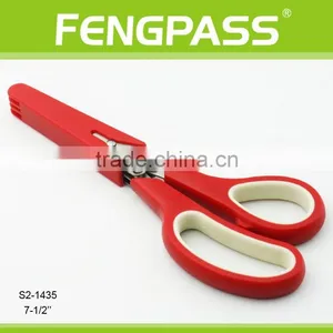 S2-1435 7-1/4" PP + TPR and Stainless Steel 3 Blades With Cover Herb Scissors thumbnail-1
