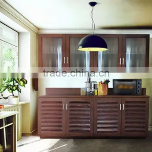 Cabinet Kitchen Louvre Walnut Doff Mahogany Wood Furniture, Interior Cabinet Minimalist Solid Wood Handmade thumbnail-1