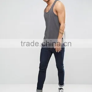 2017 Cheapest High Quality New Design Custom Dark Grey Color Gym Wear Comfortable 100% Polyester Fashion Men's Sport Vest thumbnail-4