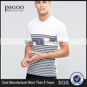 MGOO Customzied Black And White Stripe Polo Shirts Short Sleeves Muscle Shirts In Rib thumbnail-1