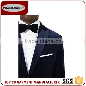 OEM Service High Quality French Trendy Arrow Lapel Single Button Velvet Blazer Coat Pant Suit For Men thumbnail-3