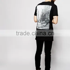 Black Long Line t Shirt Men, Custom Printing Men's T-shirt Sublimation thumbnail-5
