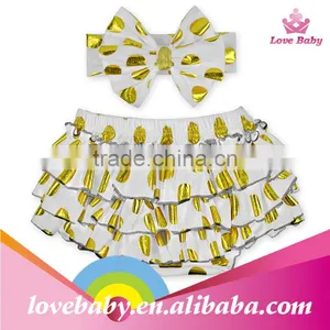 New Arrival Baby Shorts Golden Polka Dot Bloomers Toddlers Pants With Headband thumbnail-1