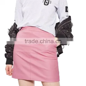 2017 OEM Spring Fashionable PU Cute Short Wrap Skirt With Side Pockets thumbnail-6