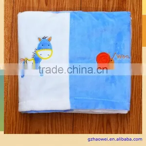 Plain Animal Embroidered Double Color Block Baby Soft Thick Fleece Blanket thumbnail-2