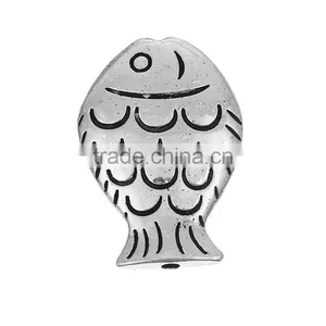 Zinc Based Alloy Spacer Beads Fish Animal Antique Silver thumbnail-1