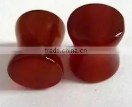 Elegant Transparent Double Flare Carnelian Ear Plug Organic Body Jewelry thumbnail-1