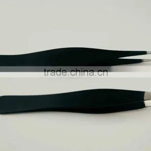 Eyebrow and Ingrown Hair Tweezers Set/ Black Matte Pointed and Slanted Tweezers Set thumbnail-1