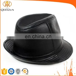 Gentleman Fashion Leather Bucket/fedora Cap/ Hat in Black thumbnail-3
