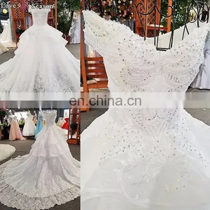 LS00348 off Shoulder Elegant Ivory Peplum Long Train Lace up Organza Wedding Gowns Philippines thumbnail-2