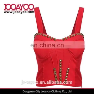 Fashion Women Spaghetti Strap Rivet Crop Vest Ladies Sexy Tube Tops thumbnail-1