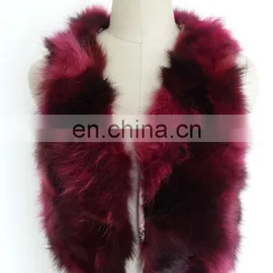 2013 New Dyed Pink and Black Color Reccoon Fur Vest With Two Hook Eyes Closed, 100% Polyester Lining thumbnail-1