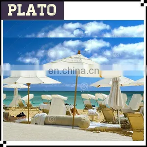 2014 Newly Designed Wooden Frame Beach Umbrella With Sides Popular With Tourists Visit Seaside thumbnail-1