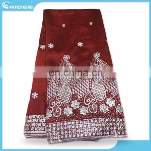 The Design of the High Quality African George Lace Fabric Red Color Wedding Dress Gr157904 thumbnail-1