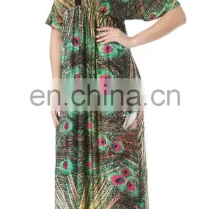 6029# Latest Fashion 2017 Peacock Fat Ladies Floral Printed Summer Casual Maxi Bohemian Maternity Dress Plus Size Women Clothing thumbnail-3