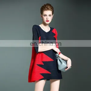 2017 Summer Dress Ladies Fashion Dresses With Picture Pleats Dress thumbnail-1