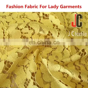 Shaoxing JC052 T/C Nylon Cotton High Quality Yellow Lace Fabric thumbnail-1
