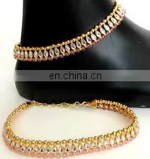 Indian Antique Designer Gold Payal Anklet-Wholesale Designer Kundan Anklets-fancy Anklet - Regular Wear Anklets thumbnail-4
