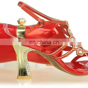 High Quality Red Diamond Heel Bridal Shoes thumbnail-1