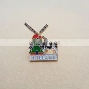 Holland Pasture Design Willmill and Cattle Image Soft Enamel Customized Special Deisgn Metal Badge thumbnail-1