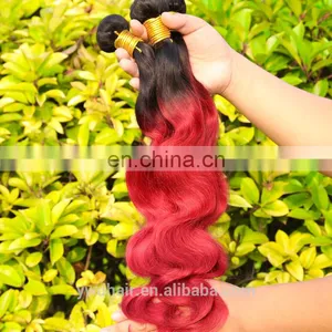 Ombre Hair Extensions Brazilian Virgin Hair Body Wave T1B/Burgundy Human Hair Colored Two Tone thumbnail-3