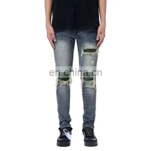 DiZNEW 2020 Knee Ripped Jeans Bulk Wholesale Guccibelt Mans Jeans thumbnail-1