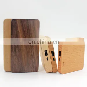 Wooden Oem Logo Promotional 6000mah Power Bank Wood Battery Charger Super Thin Power Charger for Phone thumbnail-3