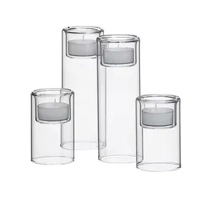 Blown Tea Light Cylinder Glass Candle Holders Cheap Wholesale thumbnail-1