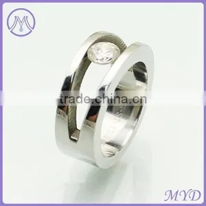 Professional Factory Tension Settling CZ Stone Stainless Steel Finger Ring for Men thumbnail-2