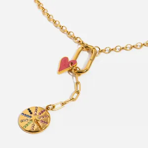 Non-Fade 18K Gold Plated Stainless Steel Letter Necklace - Fashion Coin Jewelry thumbnail-3