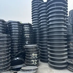 Customizable Heavy Ductile Iron Grating EN124 Manhole Cover Jingdong Model 600 for Road Sewer Black Durable Half Weight thumbnail-4