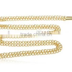 Goldtone Cuban Link Shoe Lace Chain Set thumbnail-1