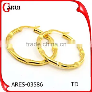 Fashion Jewellery Big Hoop Simple Gold Earring Designs for Women thumbnail-3