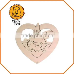 DIY Wooden Hanging Ornaments Bunny in a Heart Set of 3 for Easter thumbnail-3