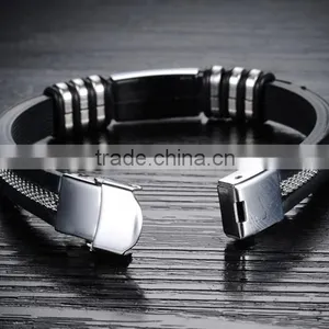 Hot Selling Silicon Bracelet Men Silicone Charm Bracelet Popular Style Stainless Steel Silicon Bracelet thumbnail-3