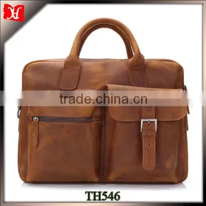 Vintage Top Grain Leather Tote Briefcase Men Genuine Leather Briefcase thumbnail-1