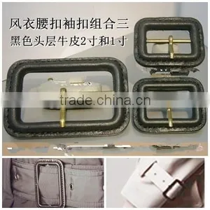 Matt Black Color Top Layer Genuine Leather Covered Coats Buckles thumbnail-3