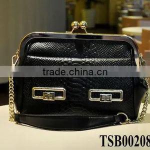 Hot Sale Fahion Different Colors Crocodile Metal Frame Handbags thumbnail-1