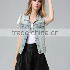 2016 High Quality New Fashion Europe America Denim Vest Wholesale Price thumbnail-4